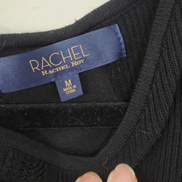 Rachel Roy Black Ribbed Knit Tank Top Black M Medium - Picture 3 of 5